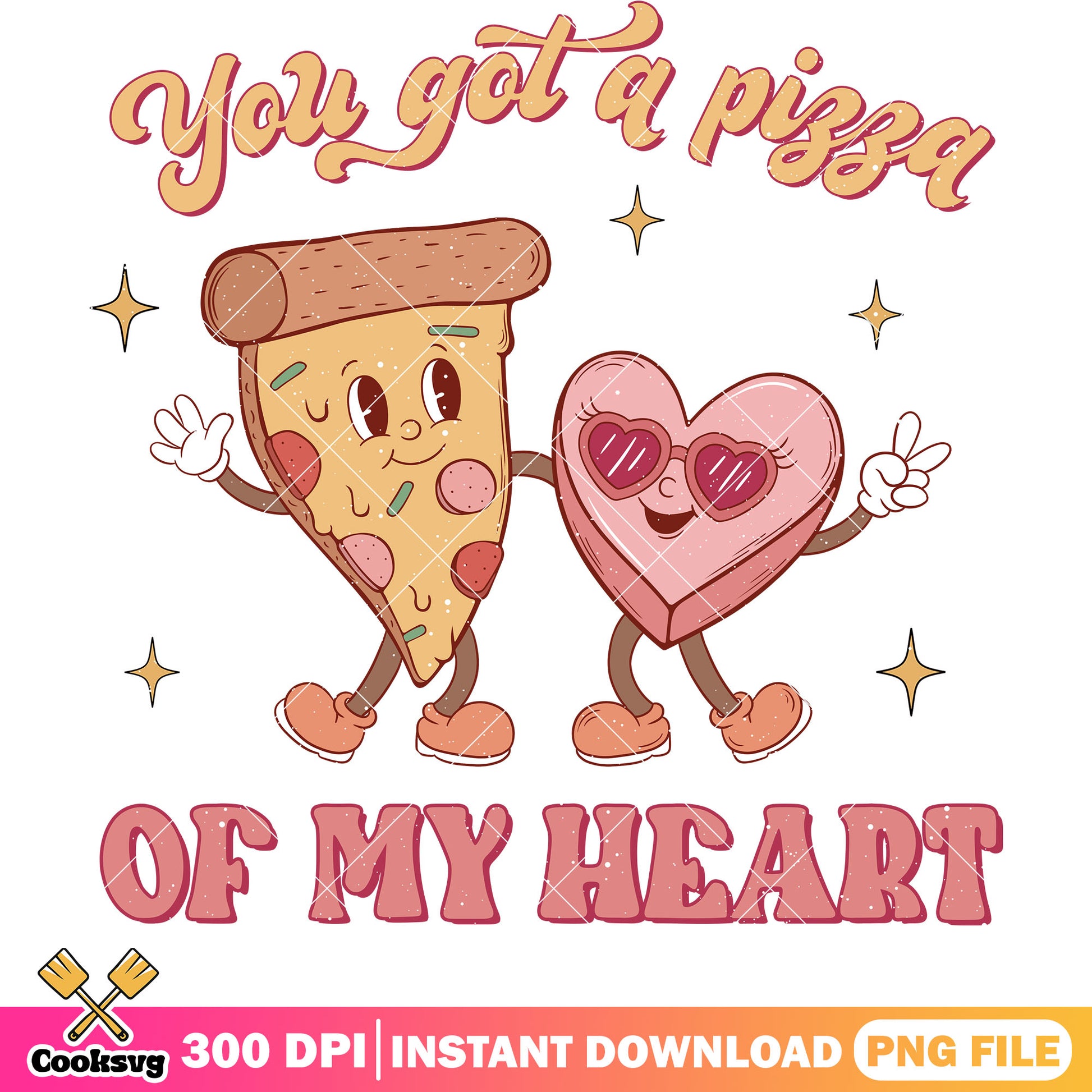 Retro you gotta a pizza of my heart png, retro valentine png