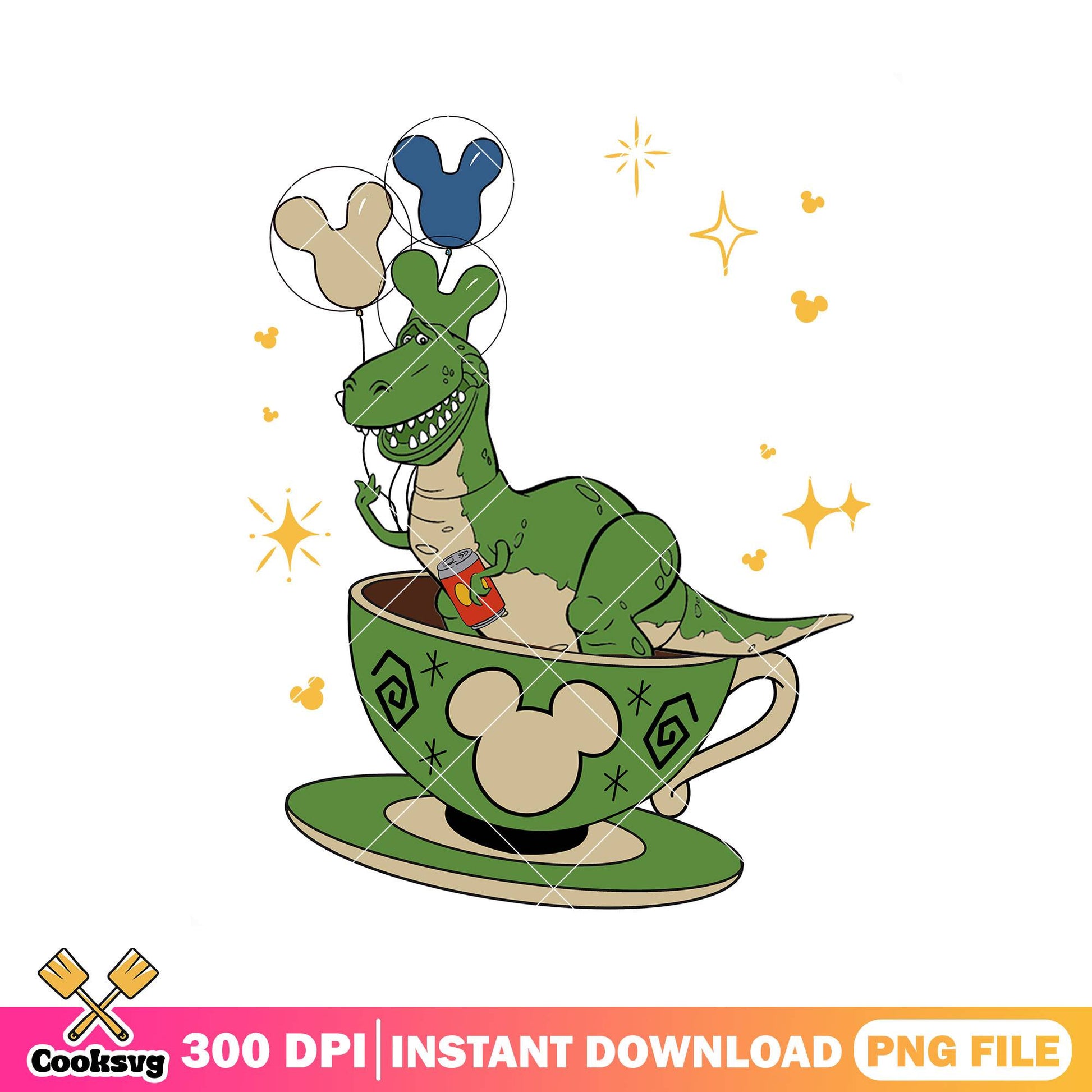Rex head cup of tea png, rex toy story​ png, disney world png