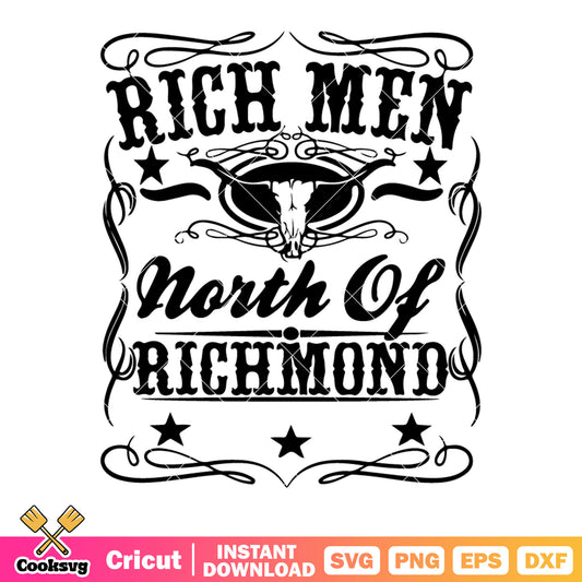 Rich men north of richmond svg, buffalow skulls​ svg, black star svg