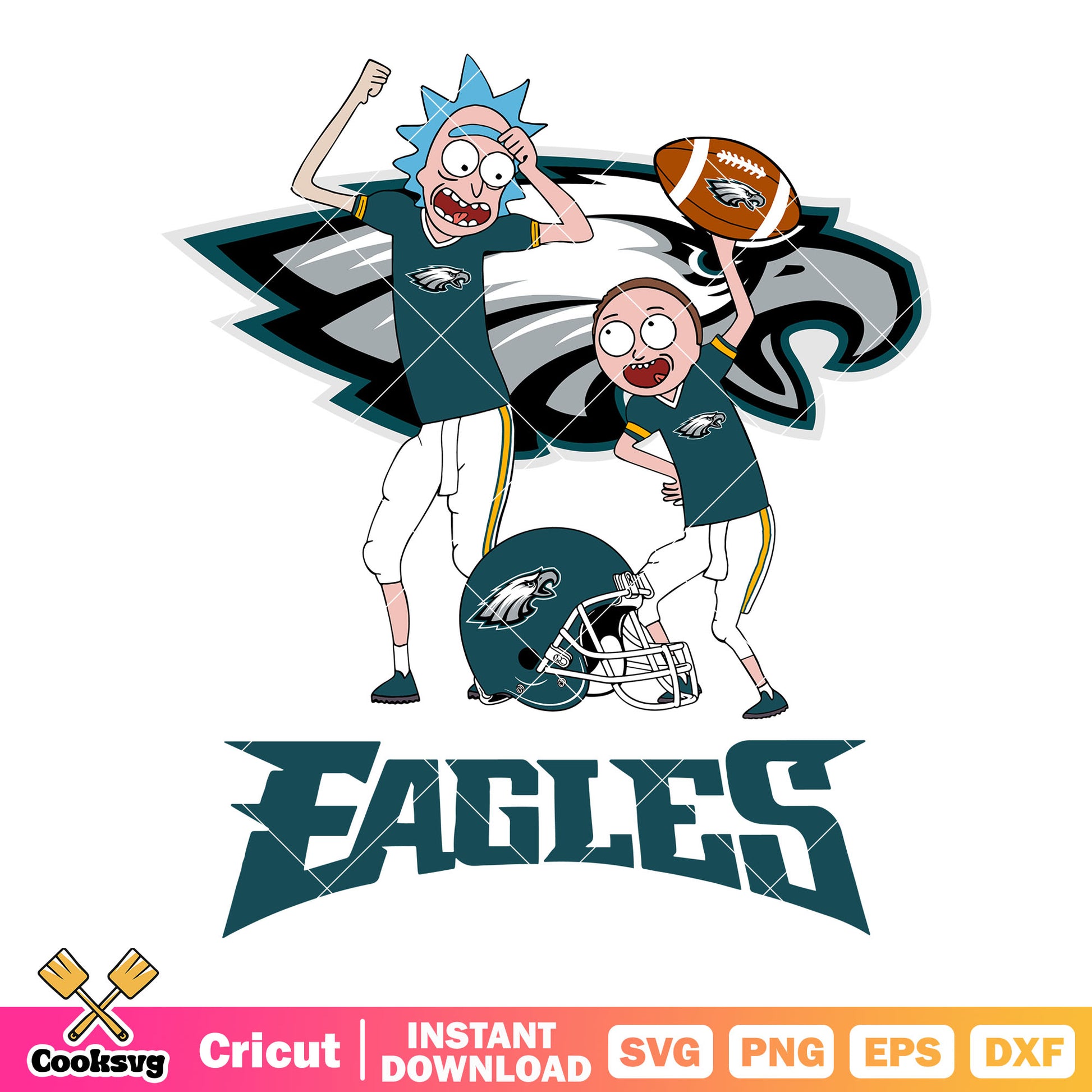 Rick and morty nfl eagles svg, philadephia eagles svg, nfl helmets svg
