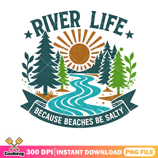 River life because beaches salty png, river life png, retro river​ png