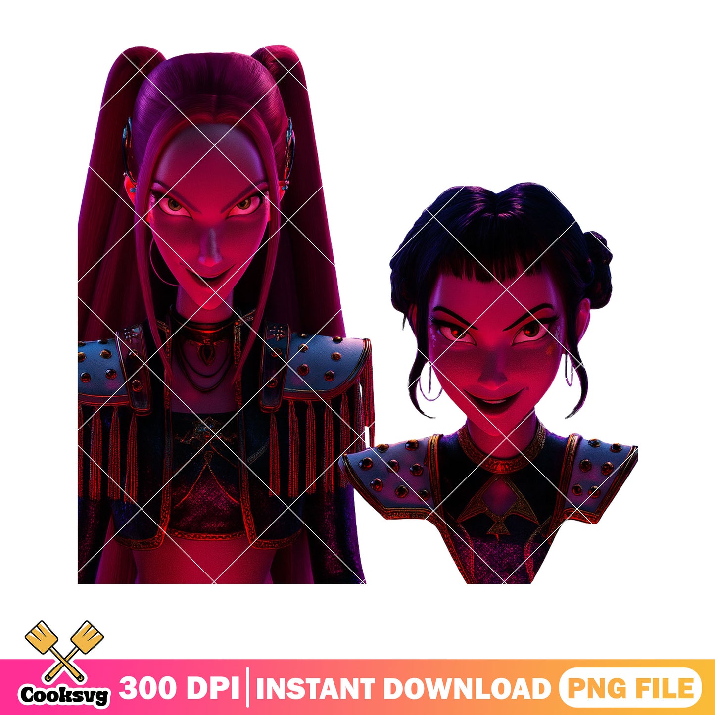 Rock duo mira zoey kpop png, mira huntrix png, rock n roll png