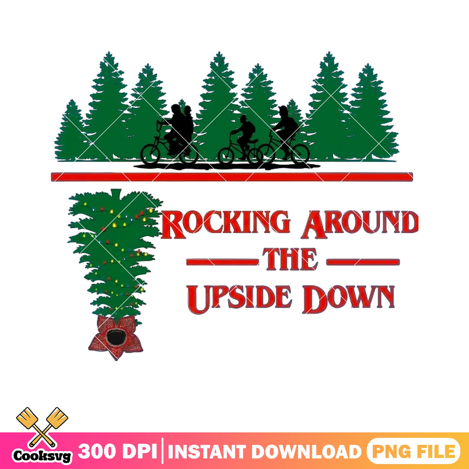Rocking around the upside down png, xmas png, stranger things ​​png