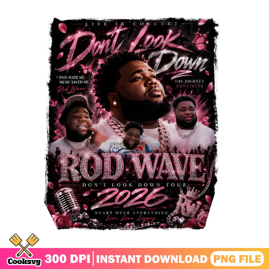 Rod Wave Don't Look Down Tour 2026 PNG, Rap PNG, Music PNG
