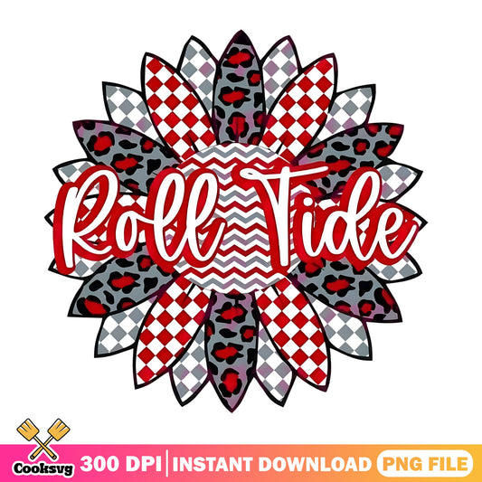 Roll Tide Sunflower PNG, Alabama Football PNG, Leopard Checkered PNG