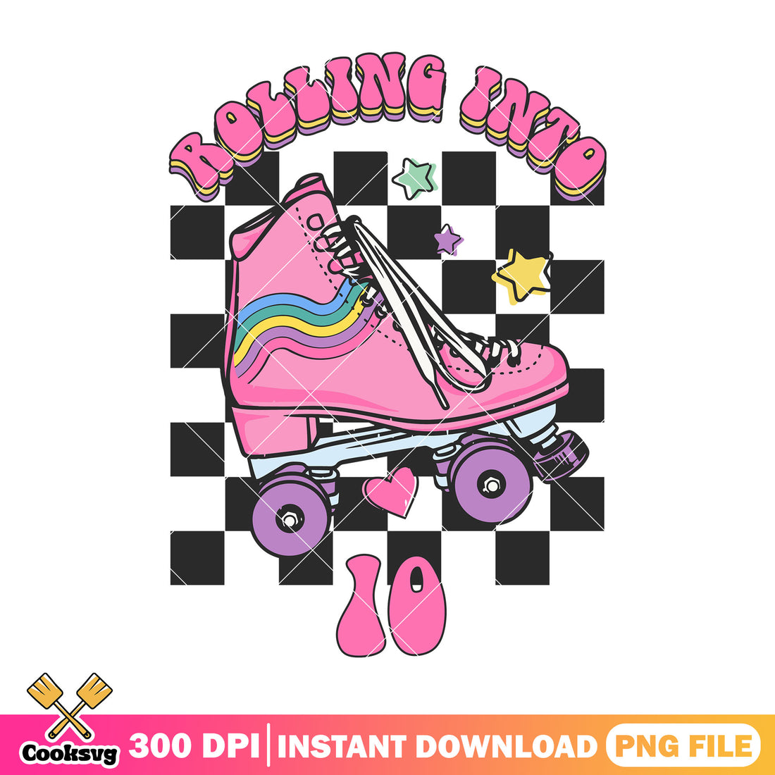 Roller skating into 10 png, pink font png, back to school idea png ...
