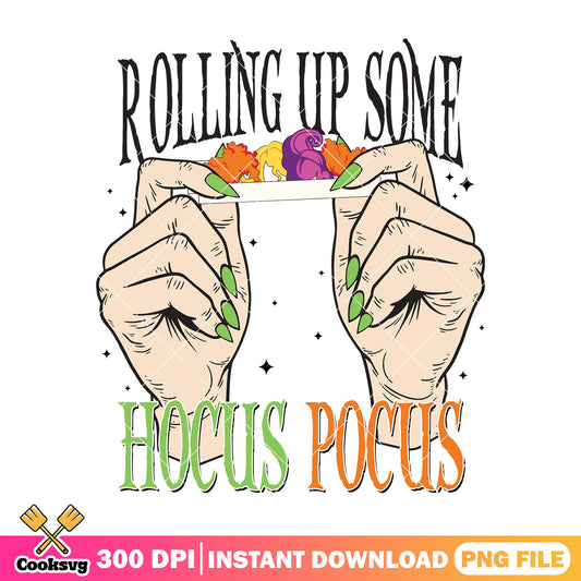 Rolling up hocus pocus png, halloween decor png, hand nail png