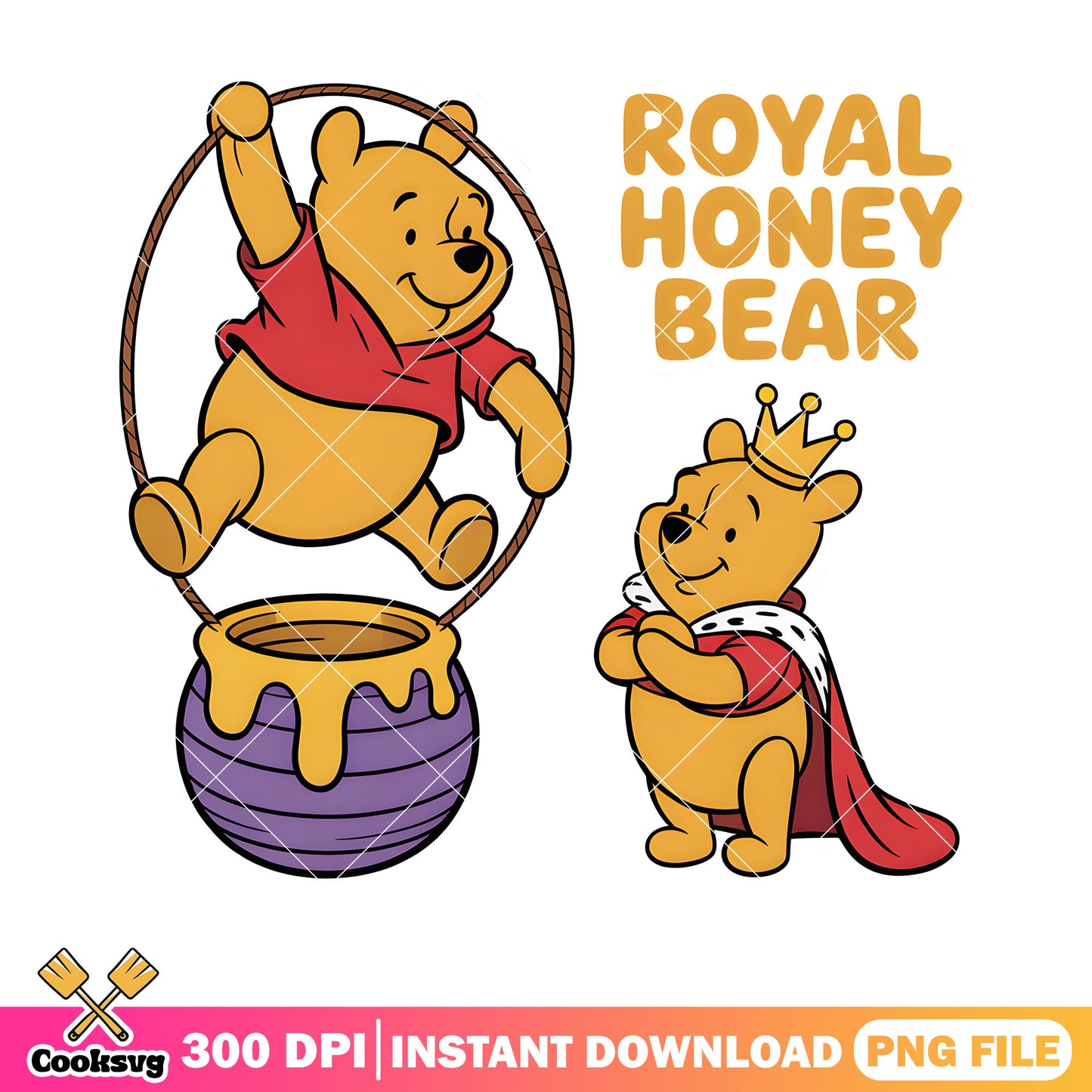 Royal honey bear png, winnie pooh poster png, cute pooh bear png