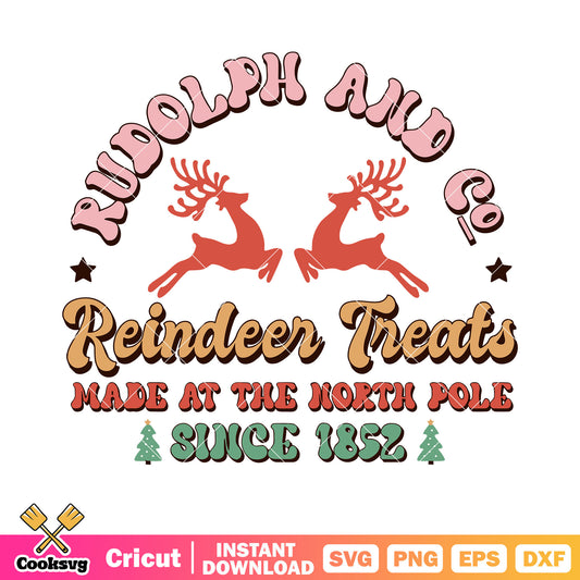 Rudolph and co svg, reindeer treats​ svg, since 1852 svg