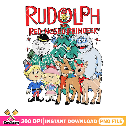 Rudolph the red nosed reindeer png, christmas tree png, big foot png