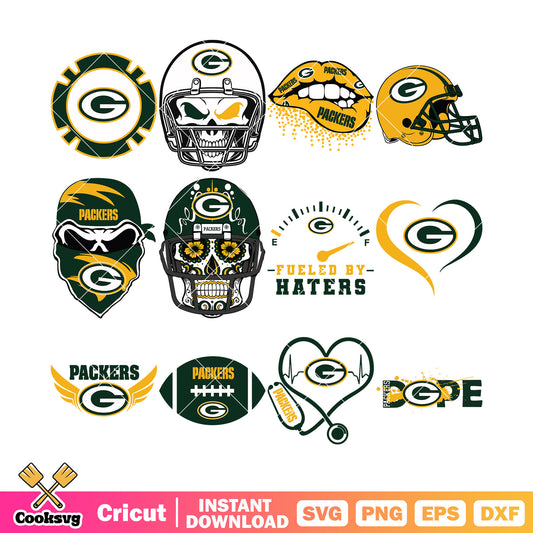 Rugby nfl ball packer bundle svg, green bay packer gif​ svg, nfc svg