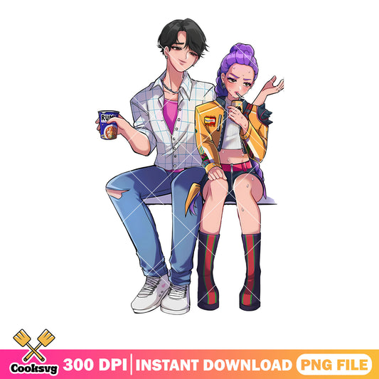 Rujinu rumi kpop logo png, couple rujinu png, poster anime couple png