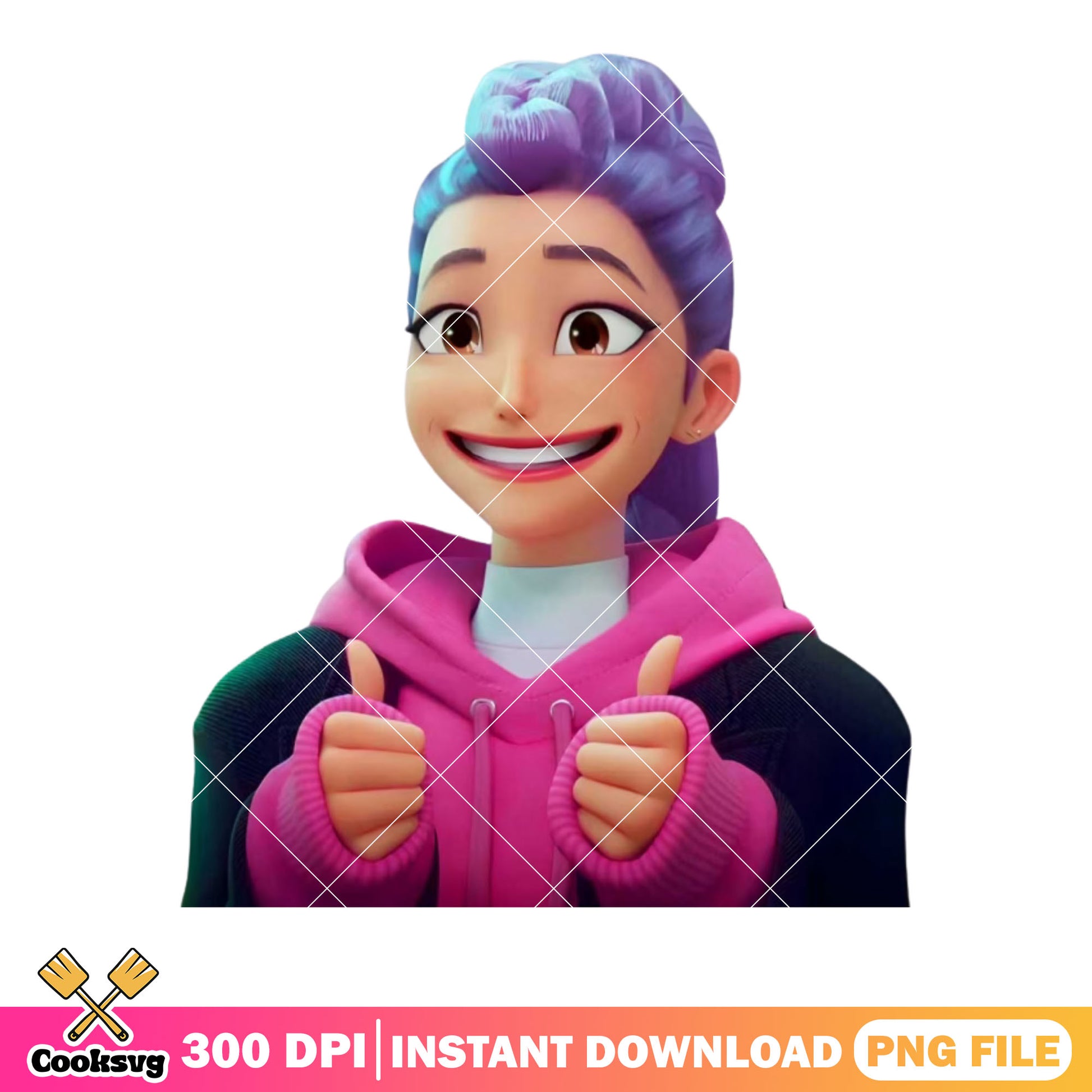 Rumi 3d huntrix kpop poster png, poster 3d rumi png, kpop rumi png