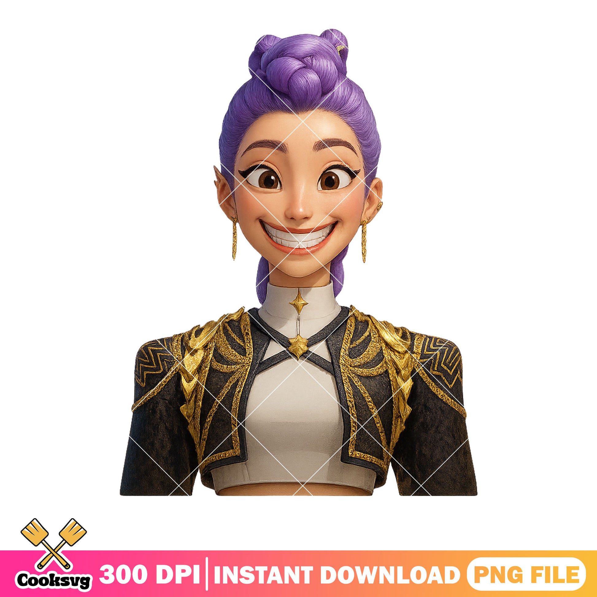 Rumi anime kpop png, rumi smile png, poster 3d rumi png
