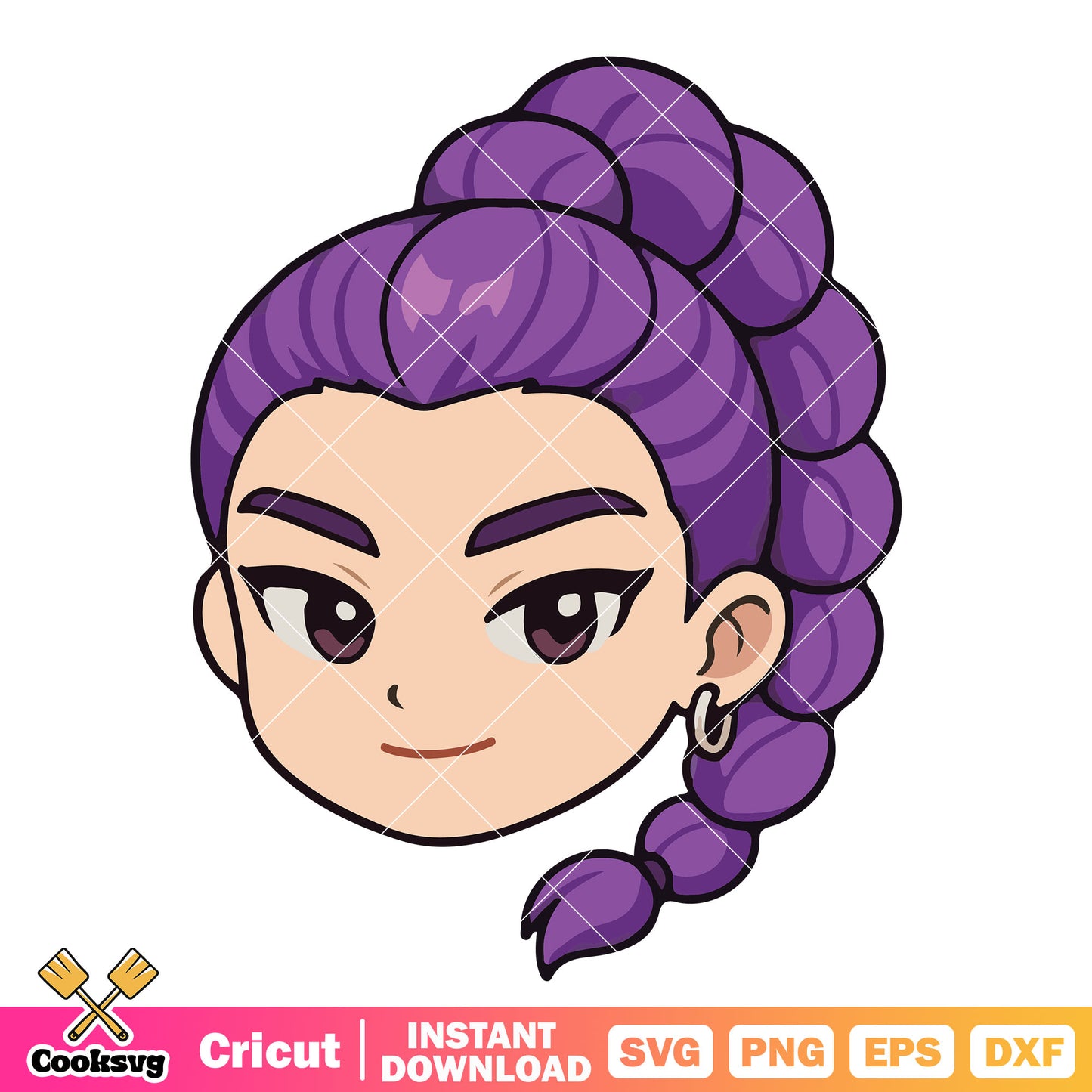 Rumi kpop cute head svg, huntrix rumi svg, rumi kpop hunters svg