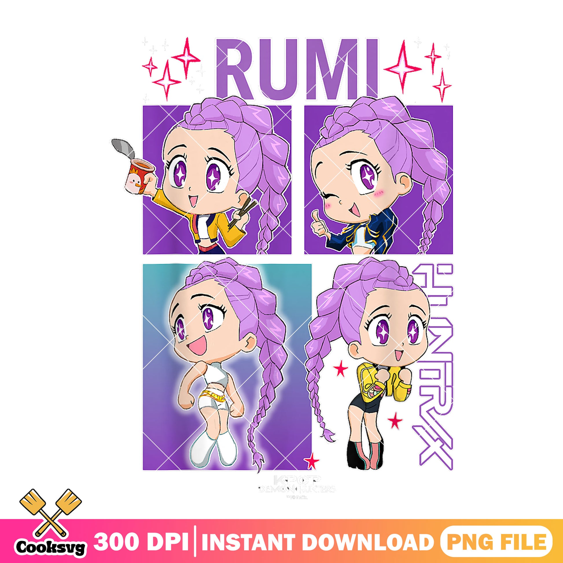 Rumi purple sweetie png, rumi huntrix png, kpop hunters png