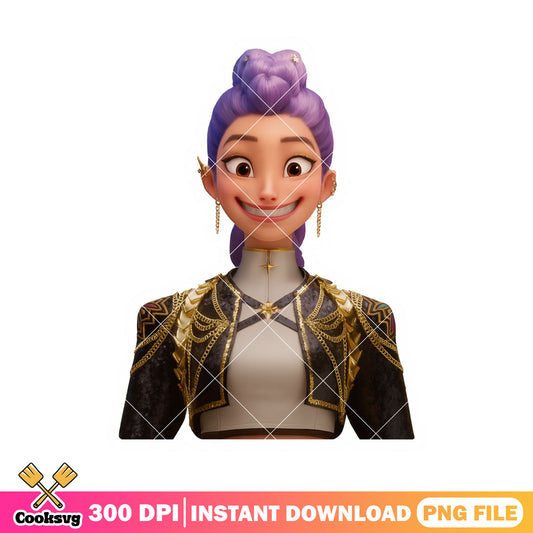 Rumi smile face png, rumi huntrix png, kpop demon hunters png