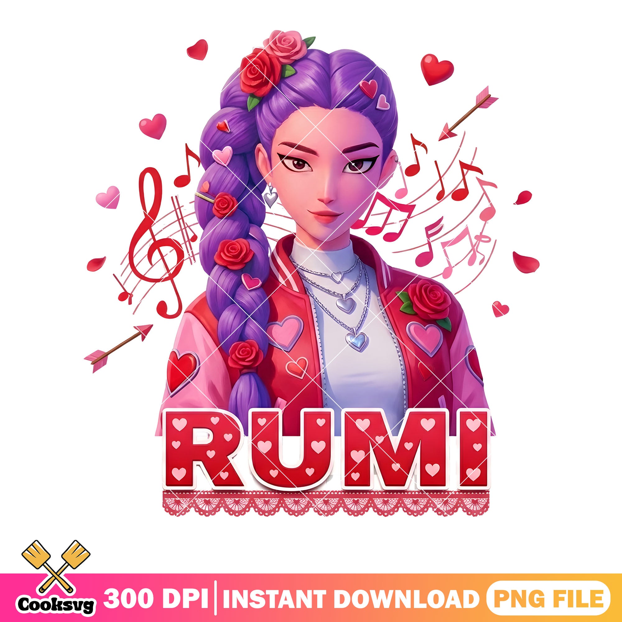 Rumi varsity valentines png, valentines poster png, rumi huntrix png ...