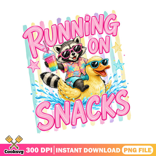Running On Snacks Raccoon PNG, Funny Summer PNG, Duck PNG