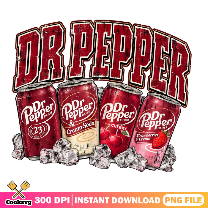 Dr Pepper Varsity Cans PNG, Cherry Cream Soda PNG, Strawberry PNG