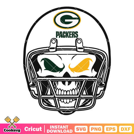 SKull yellow eye skull svg, Green Bay Packers svg, nfl helmets​ svg