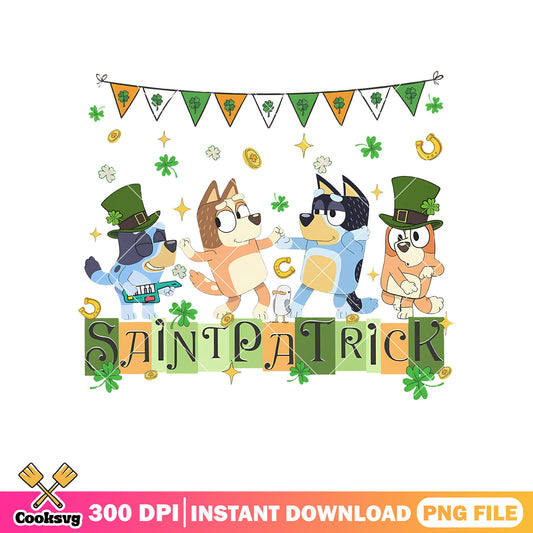 Saint patrick bluey family party png, bluey lucky toy​ png,  character bluey png