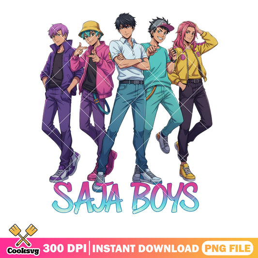 Saja boy kpop group pose png, anime boys band png, kpop idol group png