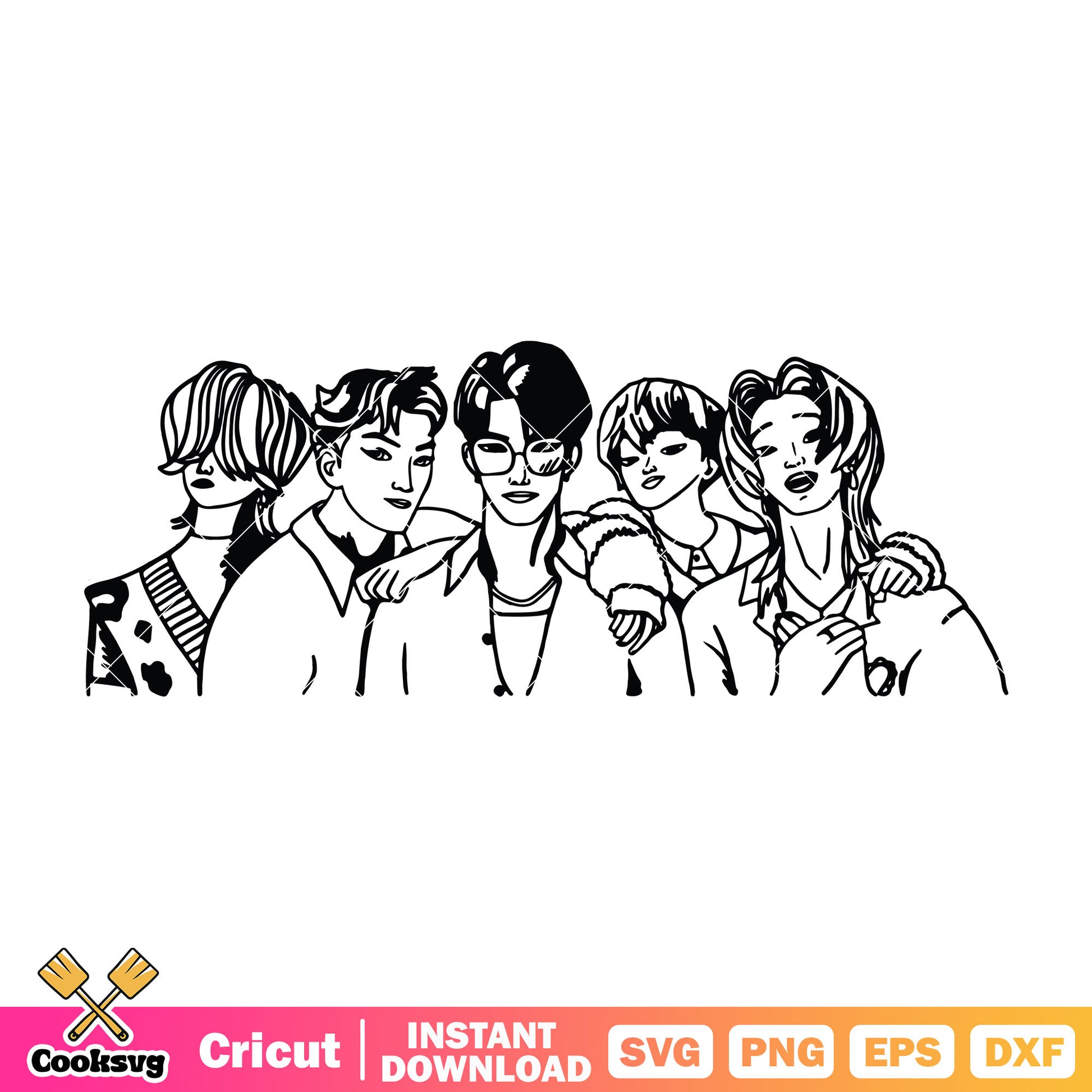 Saja boys black outline svg, saja boys band svg, demon hunters svg