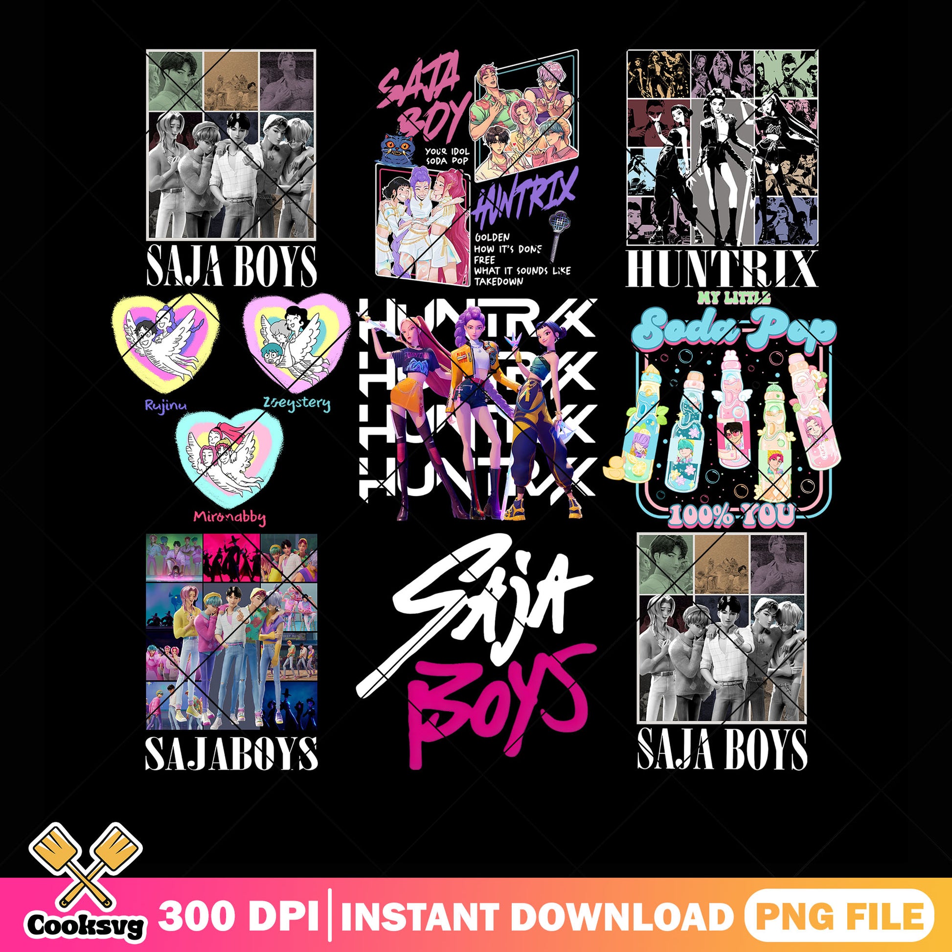 Saja boys huntrix bundle png, huntrix movie​ png, saja boys fanart​​​ png