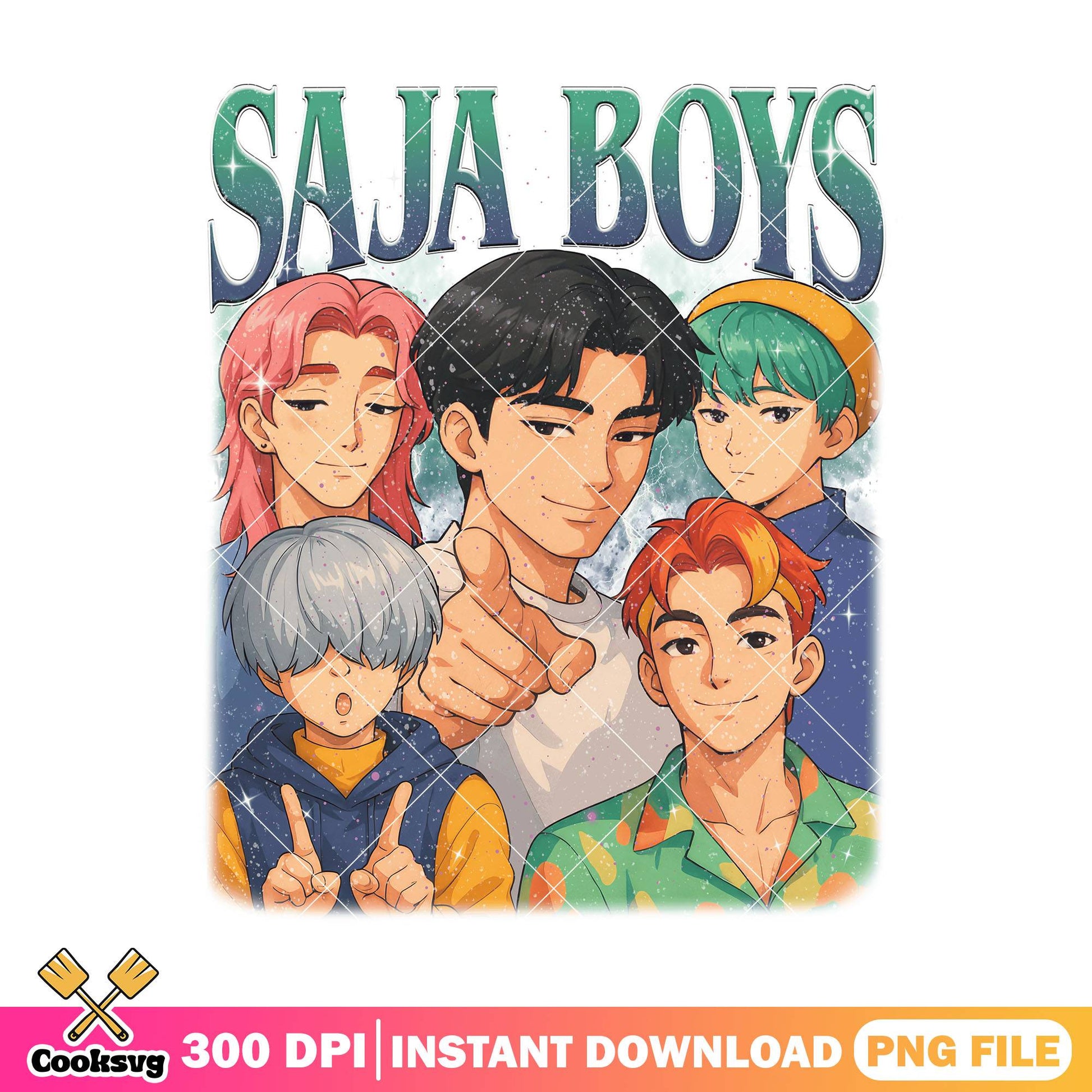 Saja boys kpop band png, saja boys png, saja boy kpop hunter png