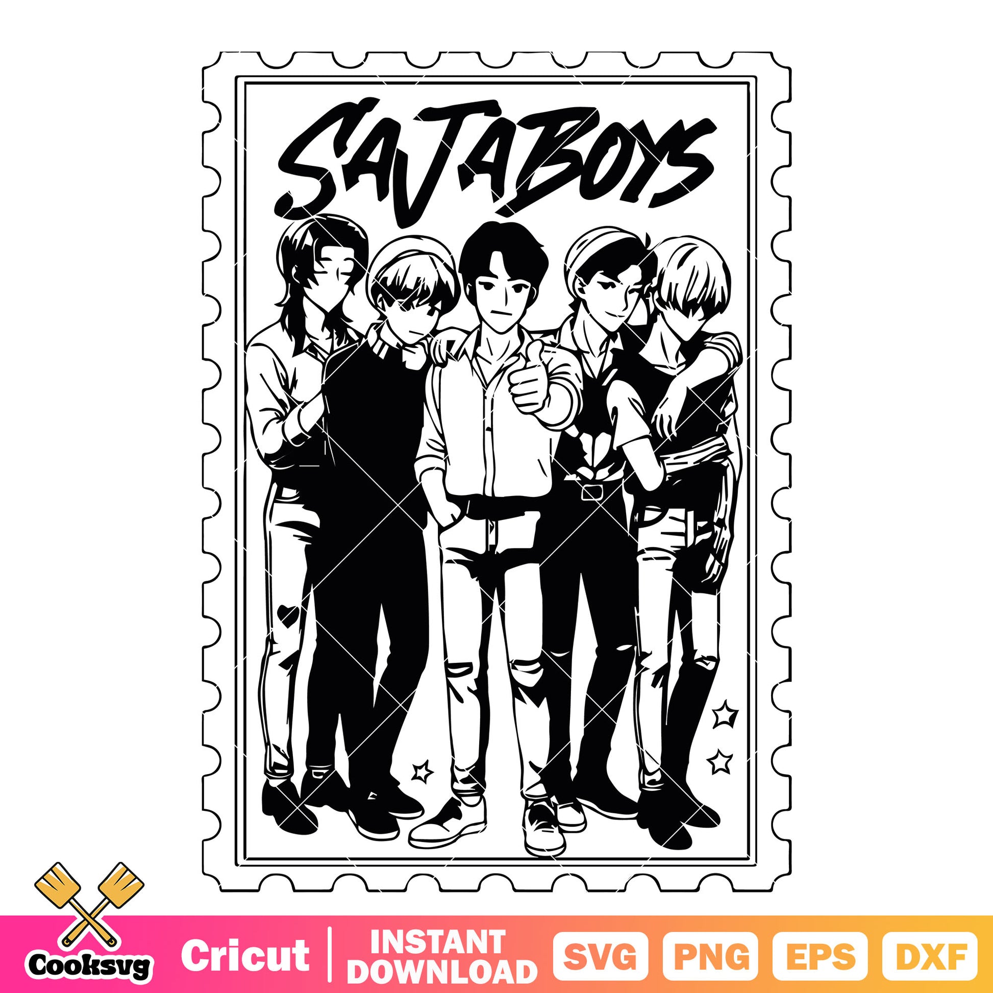 Saja boys stamp outline svg, saja boys svg, kpop saja boys svg