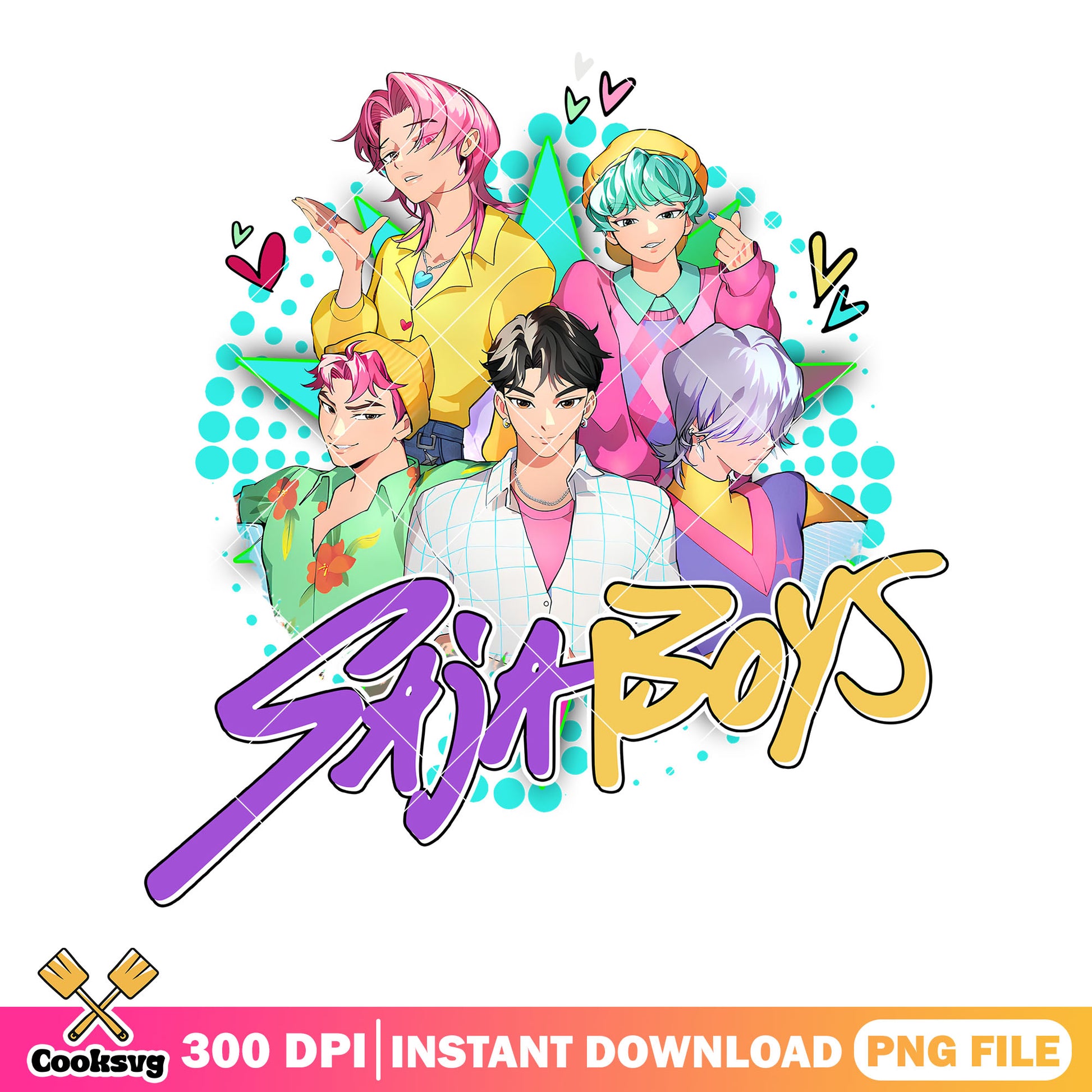Saja boys starburst logo png, poster debut saja anime png, sticker png