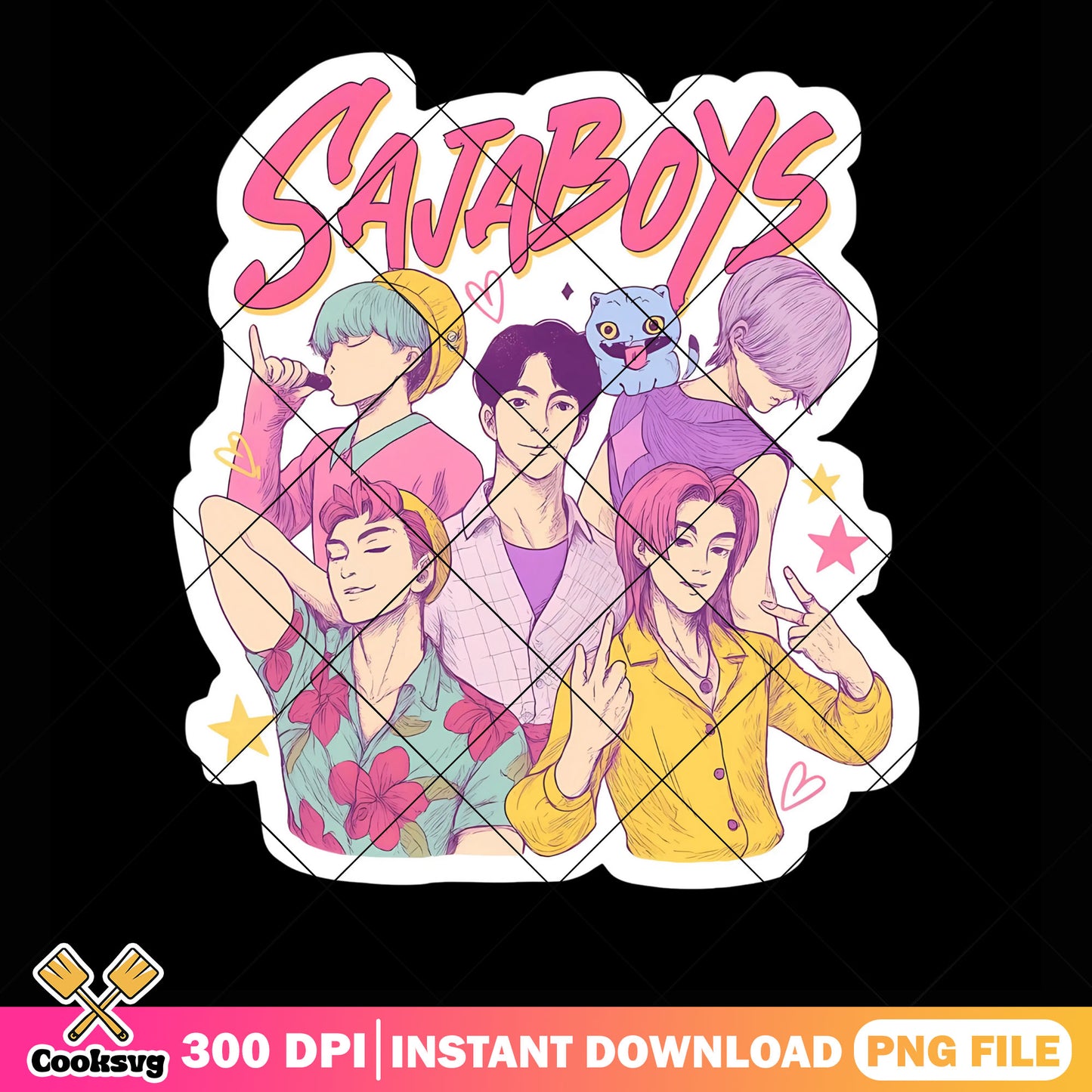 Saja boys stickers png, kpop demon hunters png, mystery saja boys png