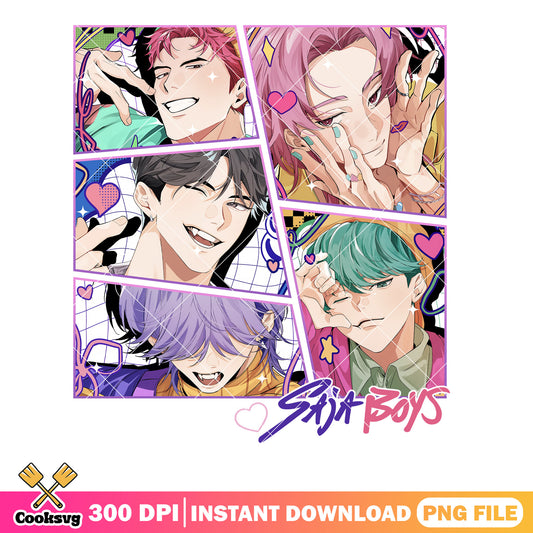 Saja comics boy png, kpop demon hunters png, saja boys band png