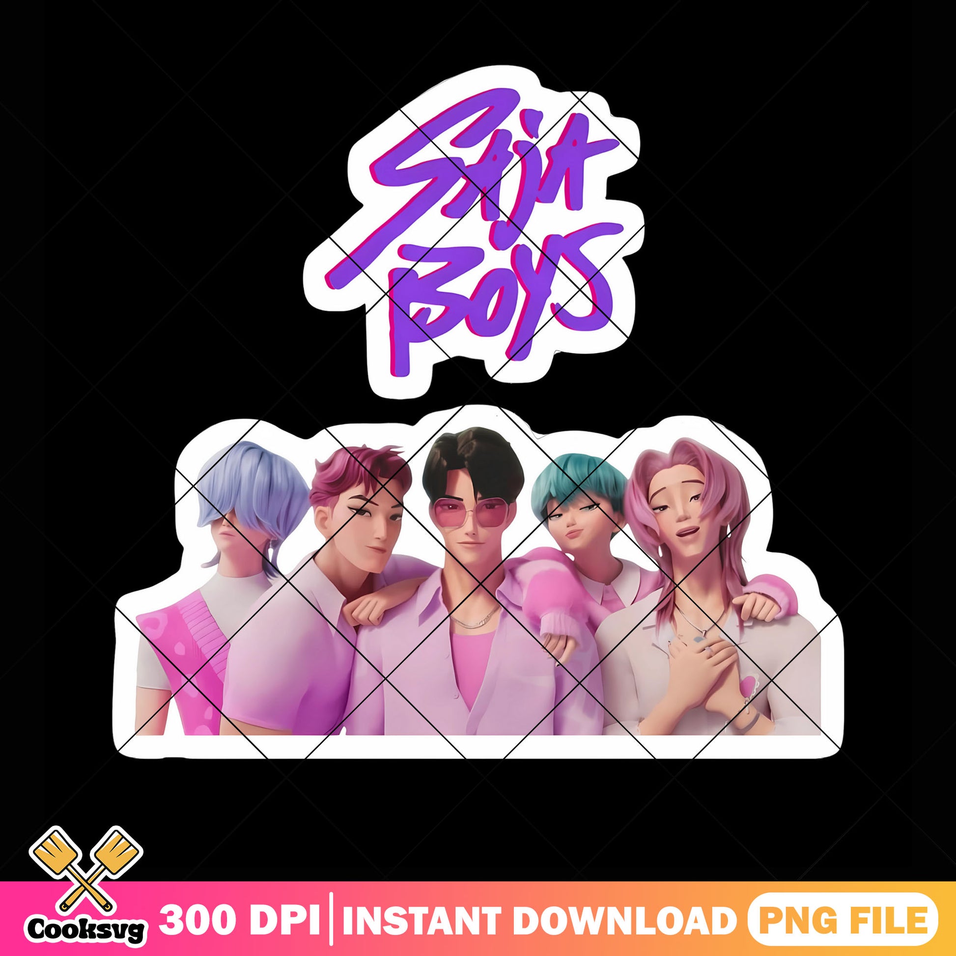 Saja member poster png, kpop demon hunters png, saja boys png