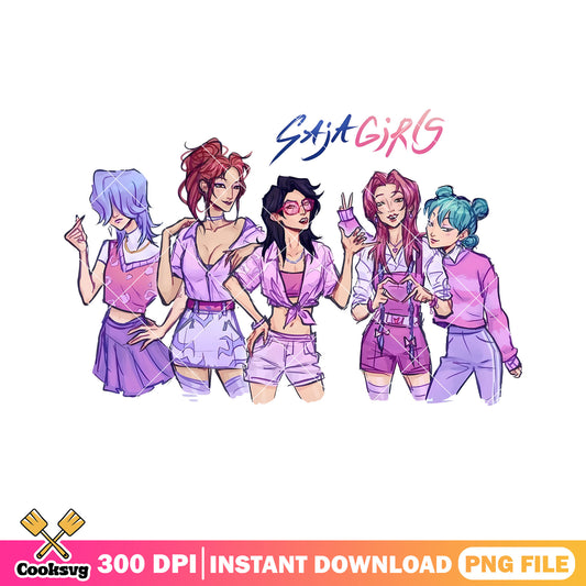 Saji girls kpop png, poster saji girls png, anime saji girls png