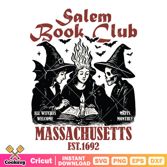 Salem book club girl est svg, salem book​ svg, halloween girl svg