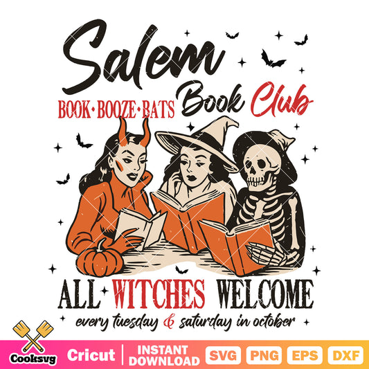 Salem halloween book club svg, salem book club​ svg, salem witch​ svg