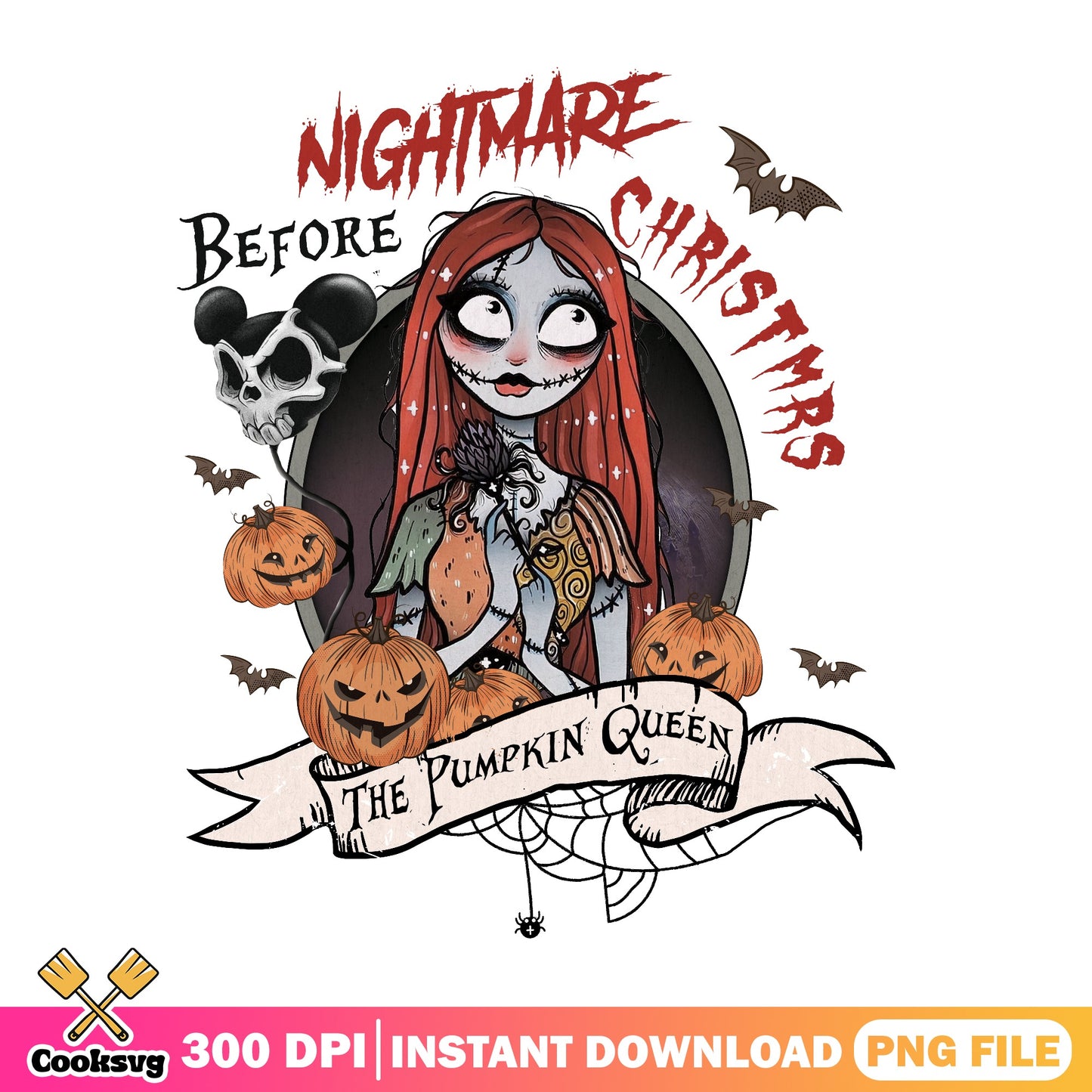 Sally Nightmare Before Christmas PNG, Pumpkin Queen PNG, Halloween PNG