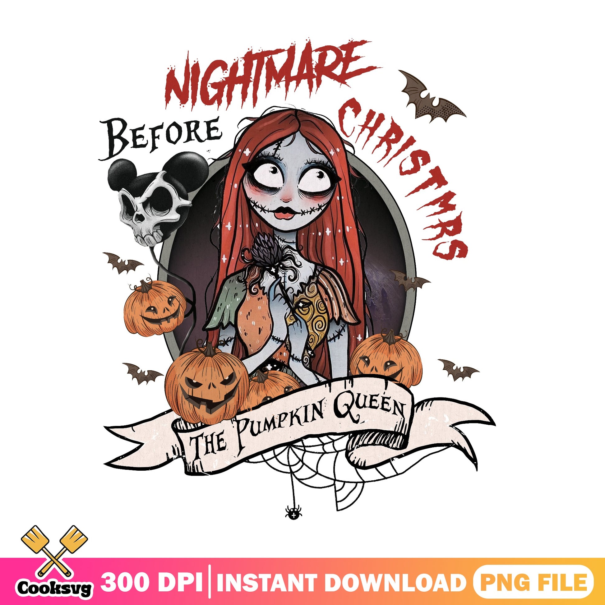 Sally Nightmare Before Christmas PNG, Pumpkin Queen PNG, Halloween PNG