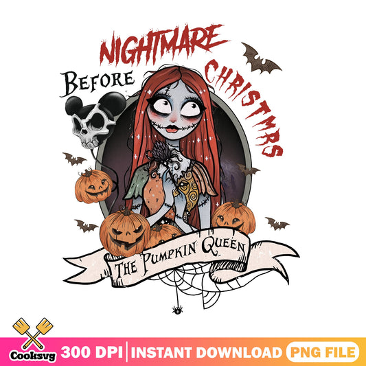 Sally Nightmare Before Christmas PNG, Pumpkin Queen PNG, Halloween PNG