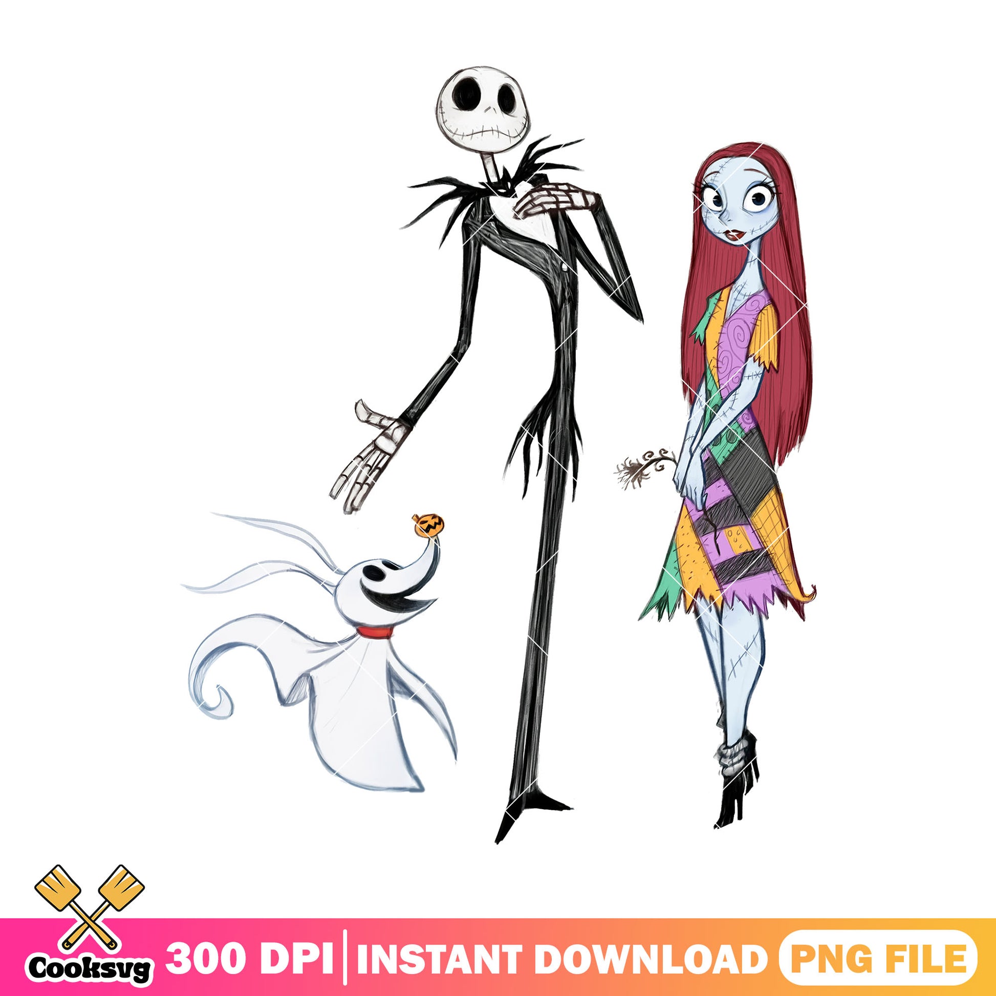 Sally jack with dog design png, horror disney png, halloween day png