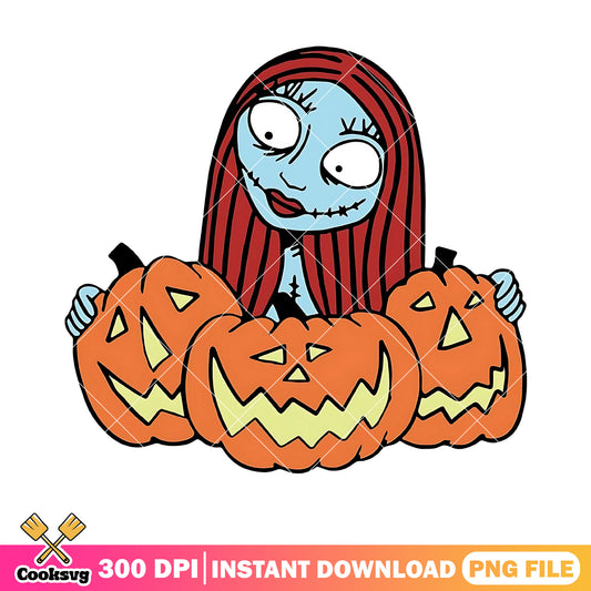 Sally stop motion png, jack o lantern png, scary halloween png