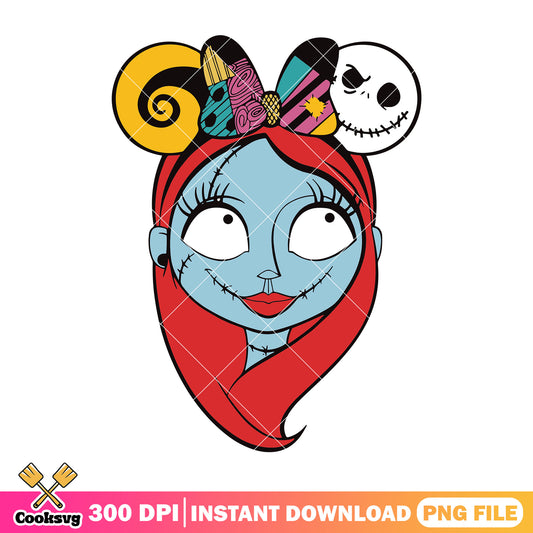 Sally with nice bow design png, halloween day png, disney sally png
