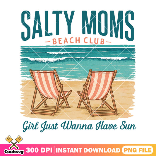 Salty moms beach club png, salty mom png, beach club png