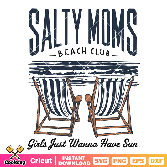 Salty moms beach club sun svg, beach club​ svg, salty mom svg