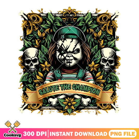 Salute the champion png, chucky doll png, halloween scary png