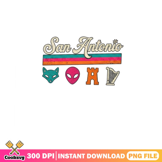 San Antonio Retro PNG, Texas City Icons PNG, Vintage Travel PNG