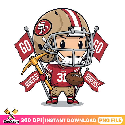 San Francisco 49ers Chibi PNG, Go Niners Football PNG, NFL PNG