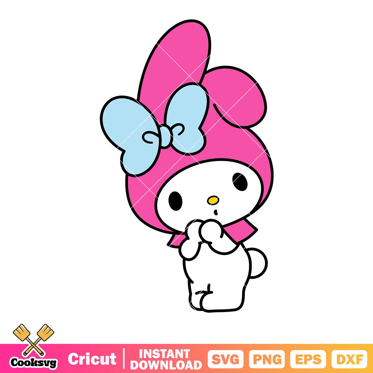 Saniro my melody svg, blue bow tie svg, cartoon for kids​ svg